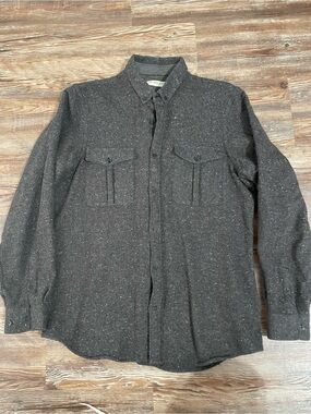 Burberry  (mainline) Wool Cashmere Blend Button Up Shirt Dark Grey Speckled M